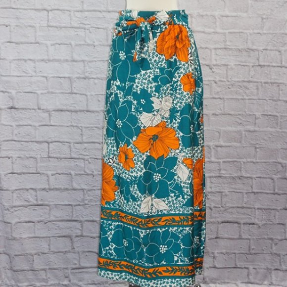 Vintage 70s Alex Colman California Floral Maxi Skirt - Picture 1 of 9